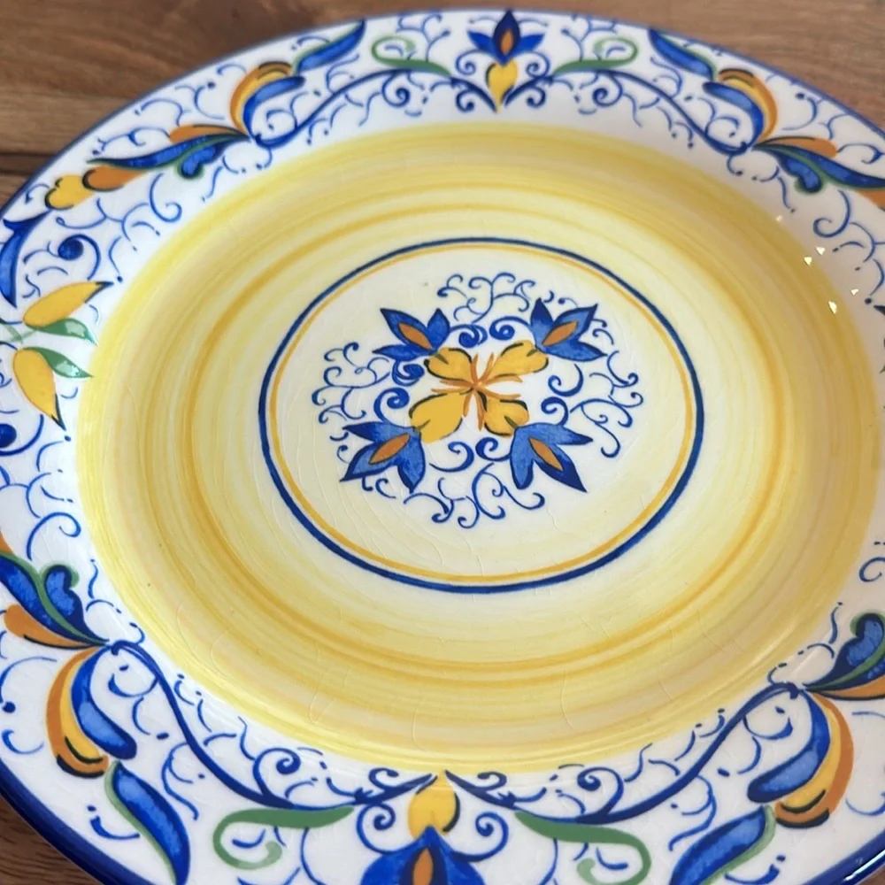 Pier 1 Mirandela Blue Yellow Paisley 11” Serving Plate Portugal Discontinued - Picture 3 of 4